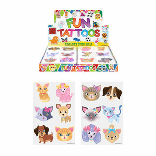 Tatuaggi Divertenti: Gatti e Cani (Display da 96 pezzi)
