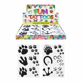 Tatuaggi Temporanei Fun - Modello: Impronte di Animali in Display (96 pz.)