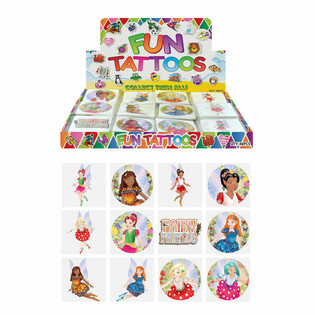 TATUAGGI DIVERTENTI - MODELLO: FATA / FAIRY, Ogni bustina 12x Tatuaggi IN DISPLAY (48 pz.)