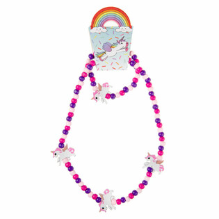 Set Collana e Braccialetto di Unicorno in Legno per Bambini (48 pz.)