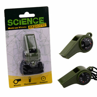 FISCHIETTO DA SOPRAVVIVENZA SCIENCE EXPLORER CON BUSSOLA E TERMOMETRO (24 pz.)