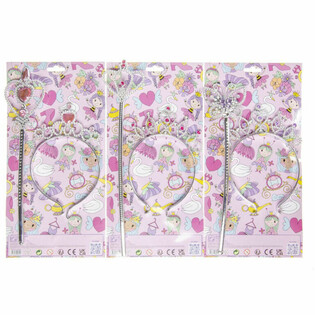 BACCHETTA DA PRINCIPESSA + TIARA SU CARTONCINO (12 pz.)