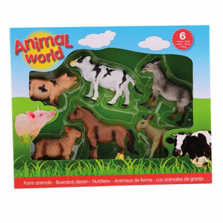 ANIMAL WORLD - SET DI GIOCO CON 6 PERSONAGGI ANIMALI DELLA FATTORIA (1 pz.)