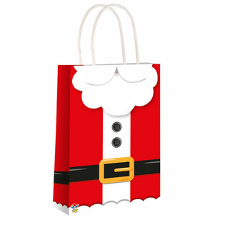Sacchetti di Carta Babbo Natale con Manici - 14x21x7cm - 24 Pezzi