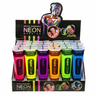 Vernice per Viso NEON Glow in the Dark - Attiva con Luce Nera (Display 24 pz)