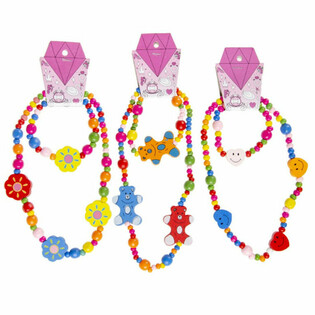 Set Allegro Collana e Braccialetto in Legno per Bambini (48 pz.)