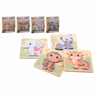 JOUECO - THE WILDIES FAMILY MIX PUZZLE IN LEGNO - Dai 12 Mesi (12 pz.)