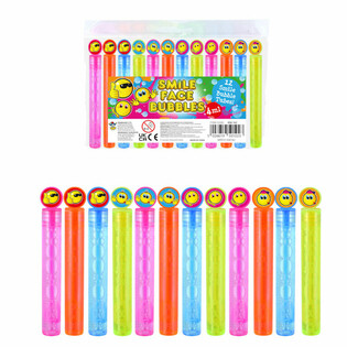 Bacchette per bolle di sapone Smiley colorate (1 confezione da 12 pezzi)