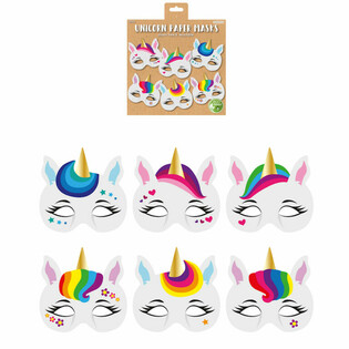 ECO-FRIENDLY - MASCHERE DI CARTA UNICORNO (12 pezzi)