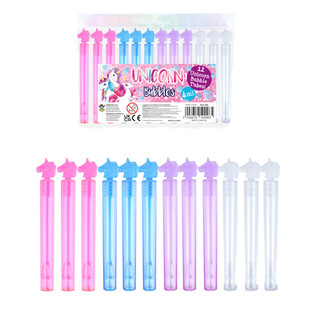 Mini bacchette per bolle di sapone Unicorno (Confezione da 12 pezzi)