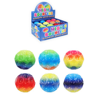 PALLINE RIMBALZANTI RAINBOW SPACE IN DISPLAY (24 pz.)