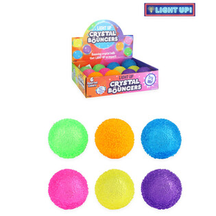 PALLA RIMBALZANTE DI CRISTALLO LUMINOSA. DIAMETRO: 5 CM. - COLORI MIX - IN DISPLAY (12 pz.)