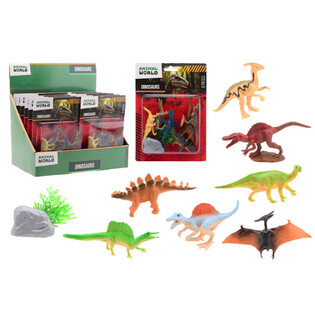 ANIMAL WORLD - Set Gioco Dinosauri 8 Pezzi su Card - Display da 12