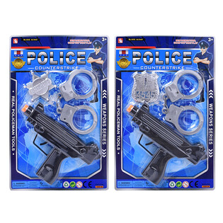 Set Giocattolo della Polizia con Mitra, Manette e Distintivo (6 pz.)