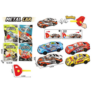 MACCHININA IN METALLO CON CHIAVE LANCIATRICE - IN SACCHETTO REGALO - COLORI MISTI (24 pz.)