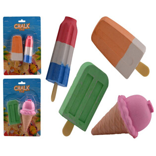 2 Gessetti da Marciapiede Grandi a Forma di Gelato (12 pz.)