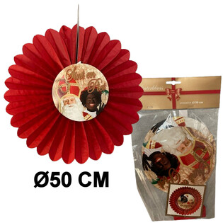 VENTAGLIO DECORATIVO SINTERKLAAS Ø50 CM - PIEGHEVOLE (6 pz.)
