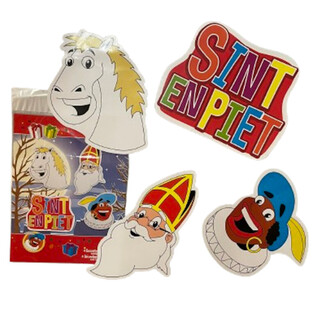 SINTERKLAAS SINT & PIET - SET DI 4 CARTELLI DECORATIVI A DOPPIA FACCIA (6 pz.)