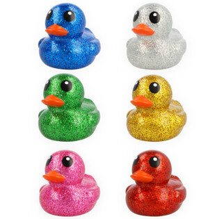 Grandi Paperelle da Bagno Glitterate Colorate - 10x8x8 cm (6 pz.)