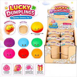 RAGE - LUCKY DUMPLINGS - Squishy Bun Dumplings GRANDE Dim. 8.5 x 8.5 x 4.8 cm - IN DISPLAY (12 pz.)