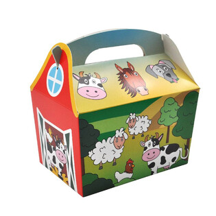 SCATOLA PORTA MENU MODELLO: ANIMALI DELLA FATTORIA - Dim 18.5x12x19 CM - FOODBOX - KIDSBOX (24 pz)