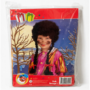 PARRUCCA PER BAMBINI CON RICCI NERI E 2 TRECCE (1 pz.)