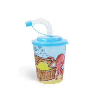 BICCHIERE CON CANNUCCIA / COPPETTA GELATO &ndash; ANIMALI MARINI (12 pz.)