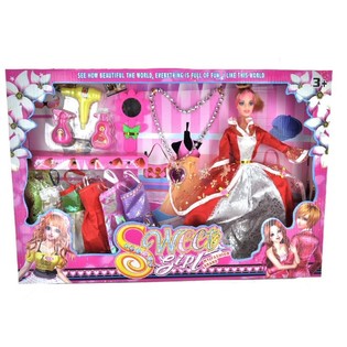 Grande set bambola con accessori assortiti